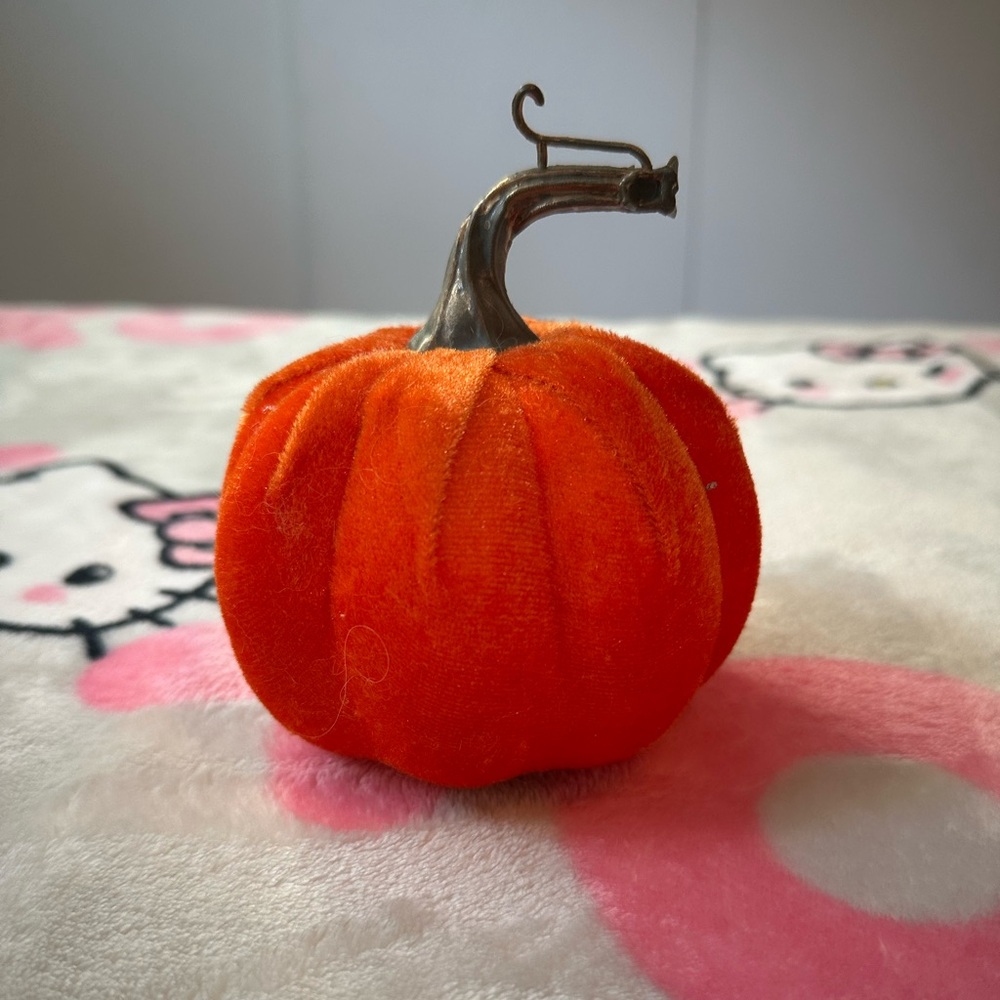 Small bright orange pumpkin for fall / autumn room decor